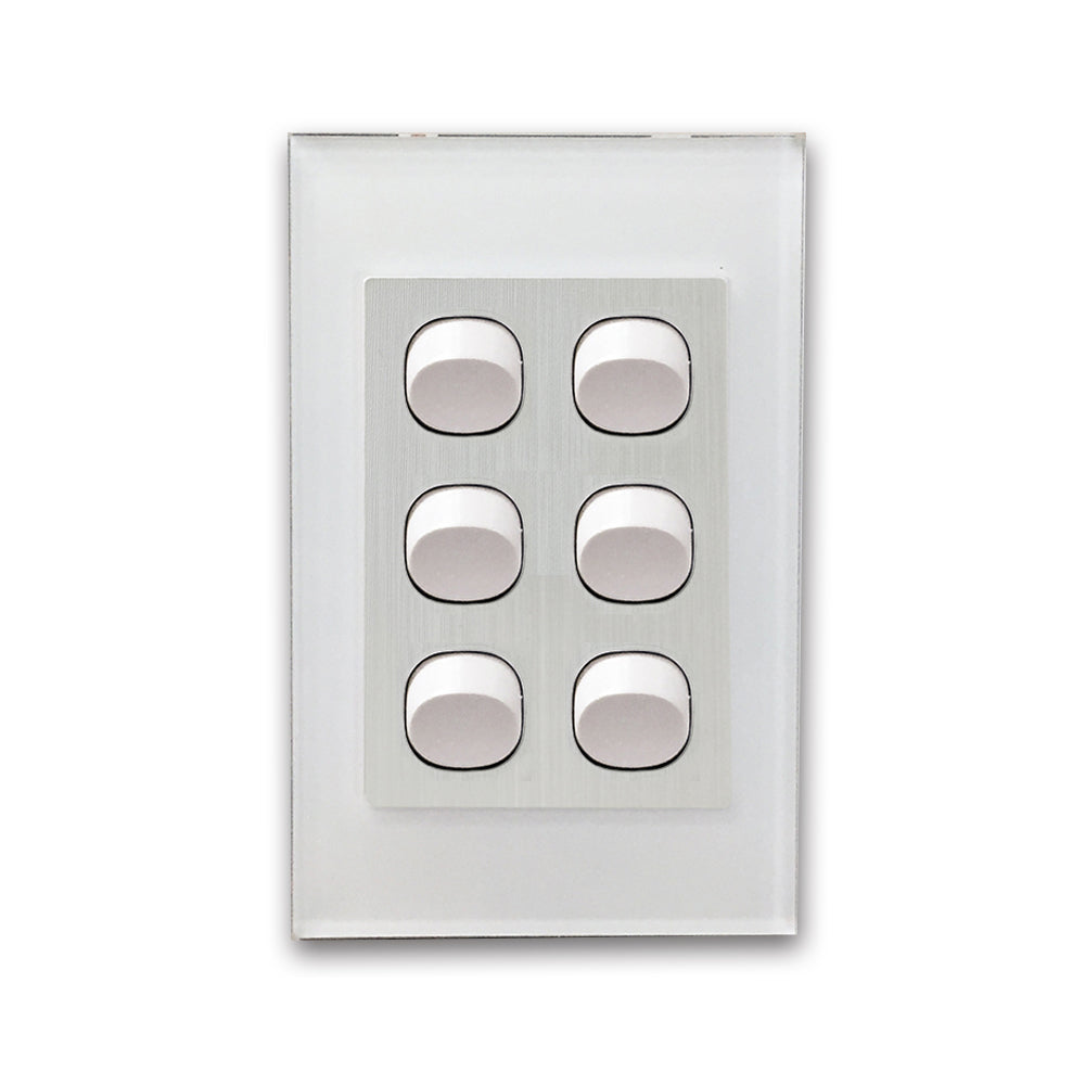 Wall Switch 2 Way & GPO White Glass Frame Multiple Styles