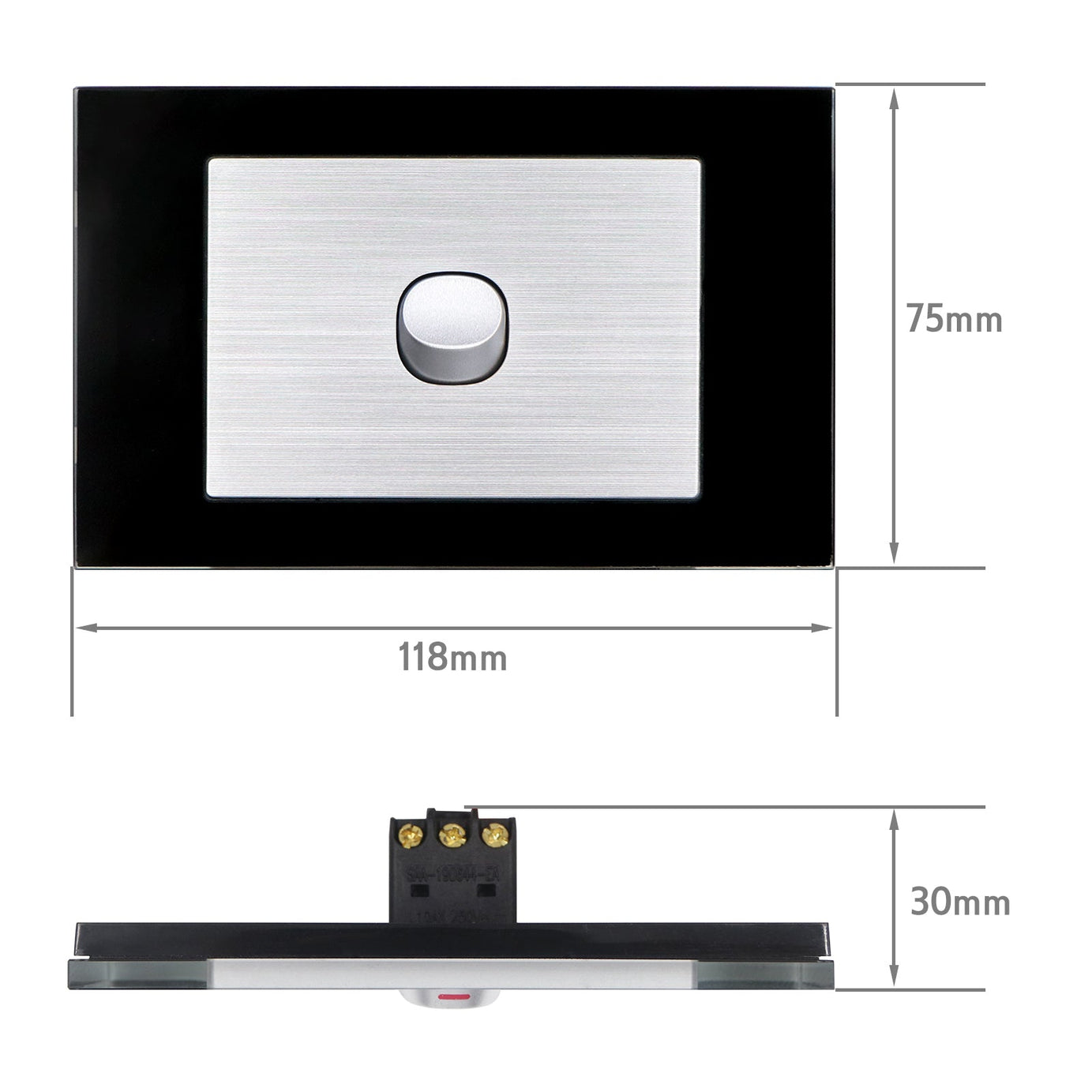 Wall Switch 2 Way & GPO Black Glass Frame Multiple Styles