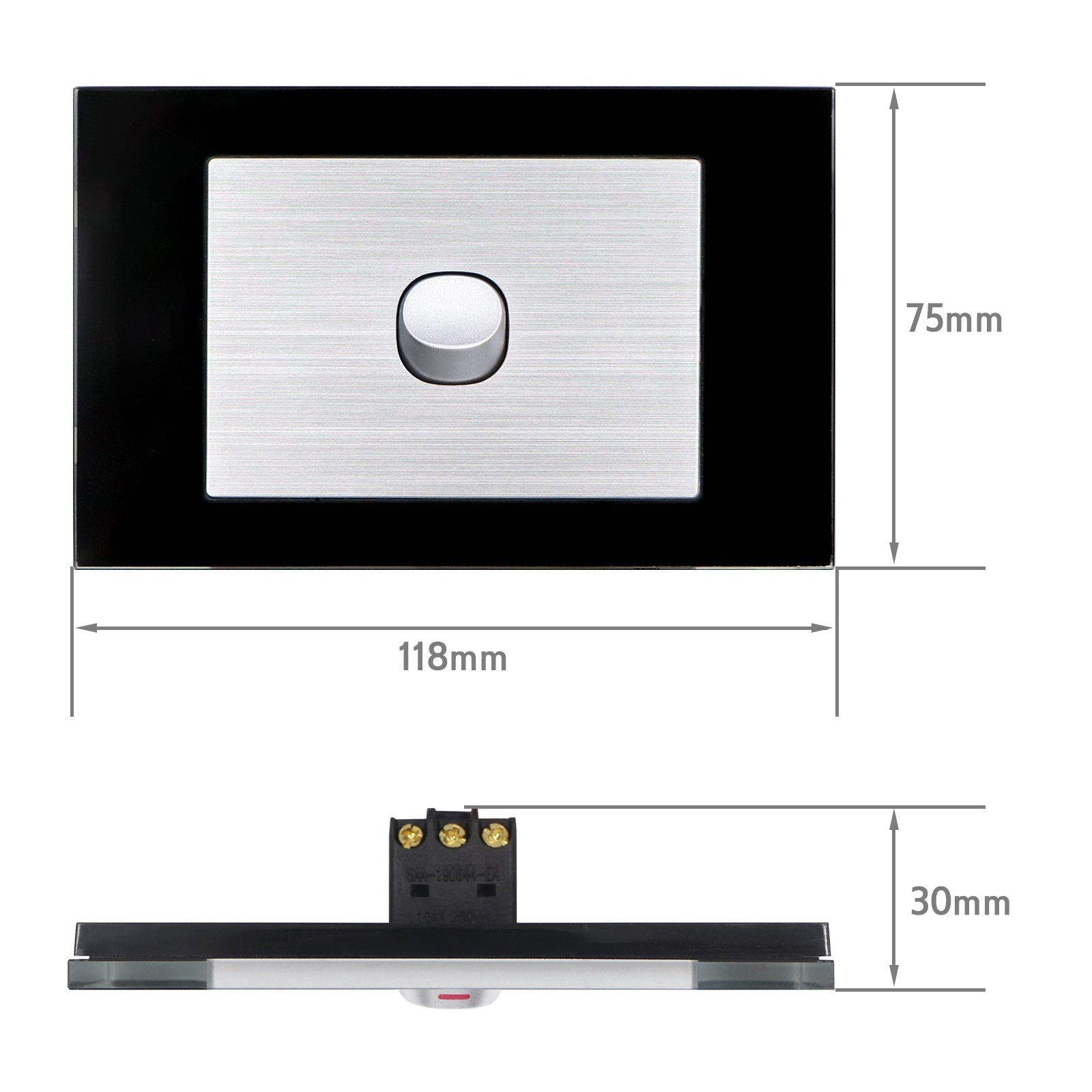 Wall Switch 2 Way & GPO Black Glass Frame Multiple Styles