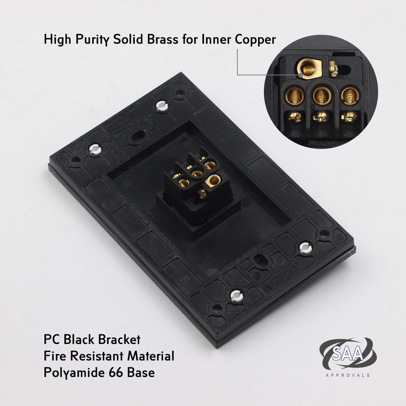 Wall Switch 2 Way & GPO Black Glass Frame Multiple Styles