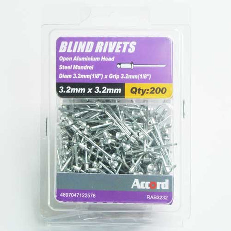 Akord Pop Rivets Al/St Dome Head, Multiple Sizes