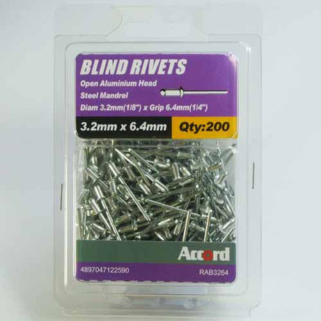 Akord Pop Rivets Al/St Dome Head, Multiple Sizes
