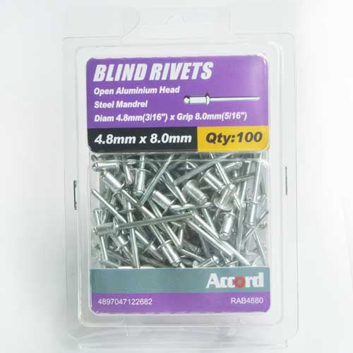 Akord Pop Rivets Al/St Dome Head, Multiple Sizes
