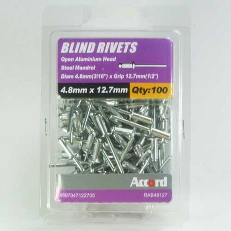 Akord Pop Rivets Al/St Dome Head, Multiple Sizes