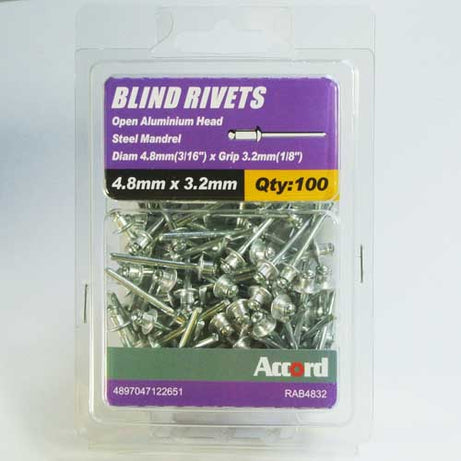 Akord Pop Rivets Al/St Dome Head, Multiple Sizes
