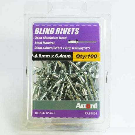 Akord Pop Rivets Al/St Dome Head, Multiple Sizes