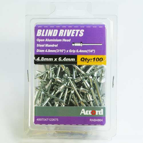 Akord Pop Rivets Al/St Dome Head, Multiple Sizes