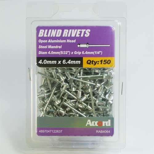Akord Pop Rivets Al/St Dome Head, Multiple Sizes