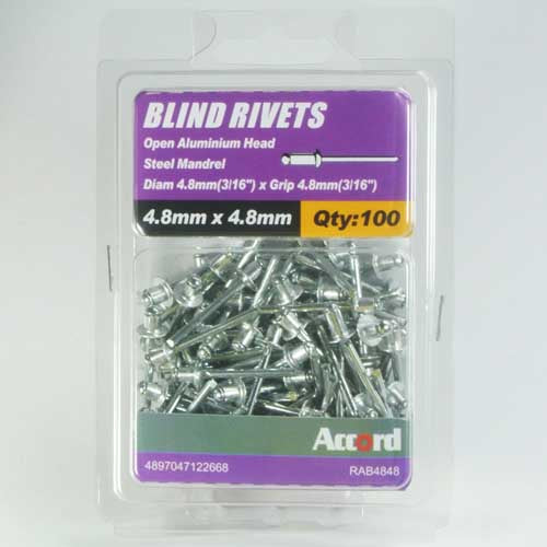 Akord Pop Rivets Al/St Dome Head, Multiple Sizes