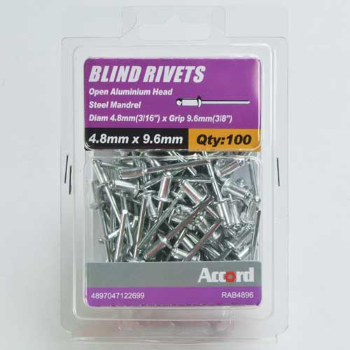 Akord Pop Rivets Al/St Dome Head, Multiple Sizes