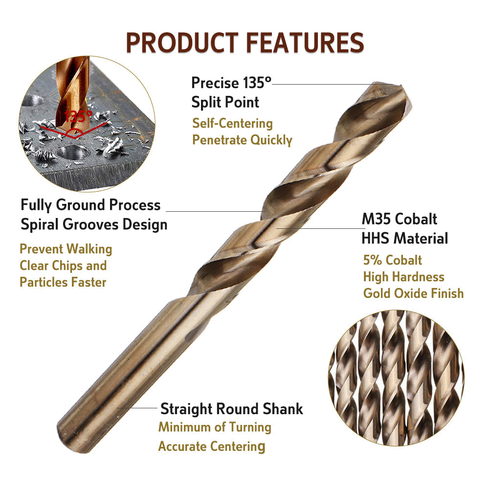 Drill Bit Full Ground HSS M35 Multiple Sizes