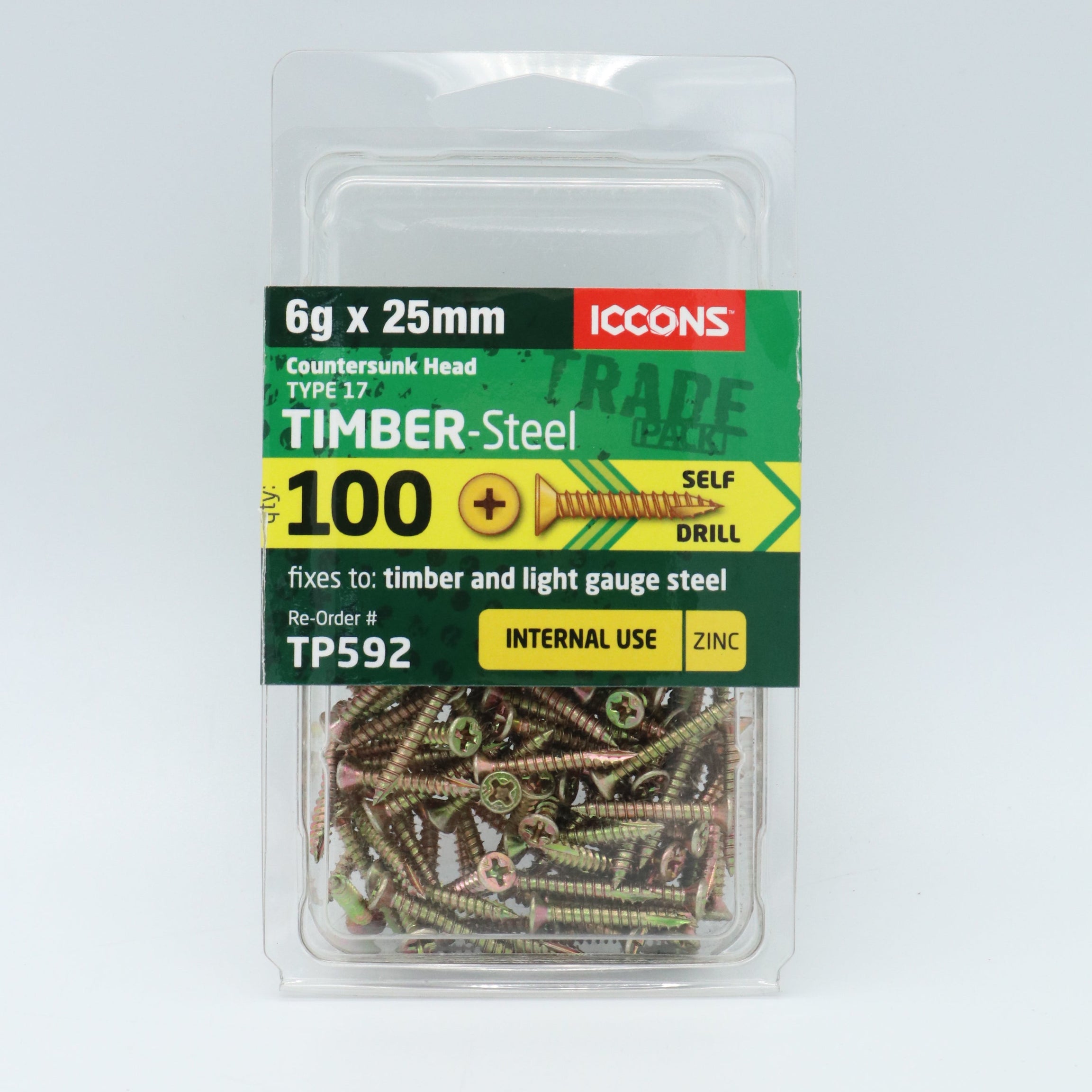 ICCONS T17 Screw CSK ZY #6, #8, #10 Multiple Sizes